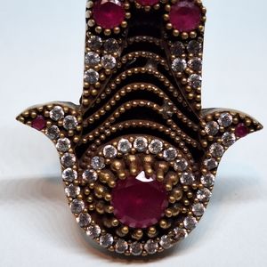 Real Silver Hamsa Ring mark 925 Thick silver